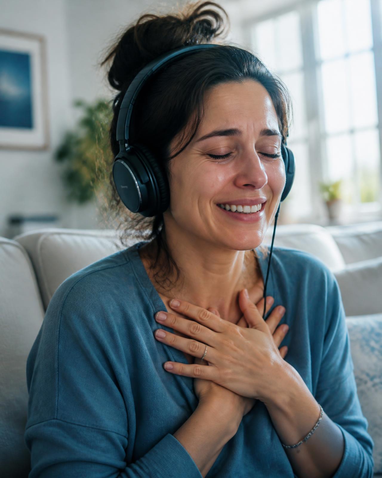 Woman moved to tears while listening to her custom song
